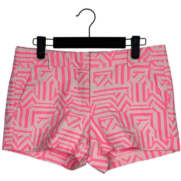 J.Crew Chino Tiki Stretch Shorts Mid Waisted Shorts 2 Neon Azalea Pink White - Picture 2 of 15
